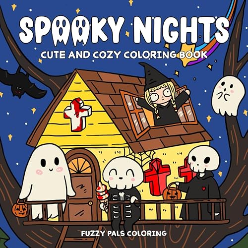 Spooky Nights: Cute and Cozy Coloring Book for Adults and Teens Featuring Adorable Ghosts and Creepy Creatures for Relaxation (Spooky Cute Coloring Book)