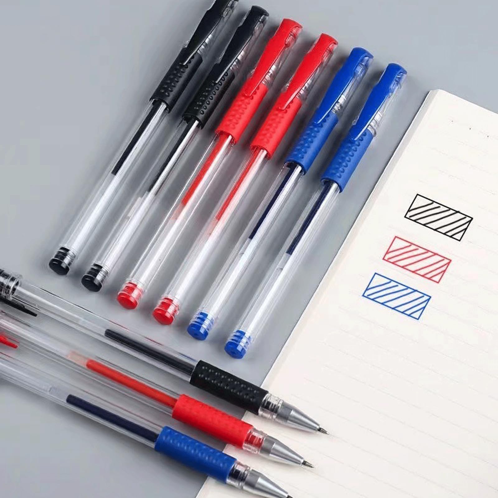Lot de 12 stylos à encre gel - Diamètre : 0,5 mm - Pour étudiants, examens professionnels, devoirs, écriture, bureau