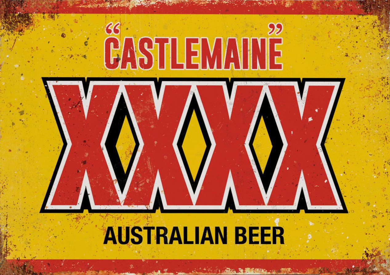 BigBazza Vintage Advertising Wall Tin Plaque 20x15cm - Pub Shed Bar Man Cave Home Bedroom Office Kitchen Gift Metal Sign - Australian Castlemaine XXXX Beer Lager Retro inspired
