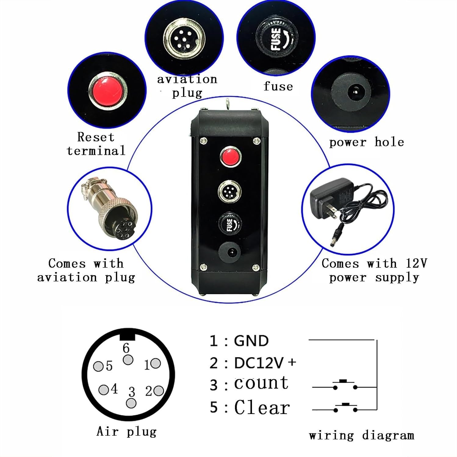 LED Electronic Digital Display Counter, WDBLXJ Dual Probe Auto Digital Totalizer,Count Up to 999999, 5M Sensing Distance, Suitable for Conveyor Belt, Production Line, People Visitor Counter