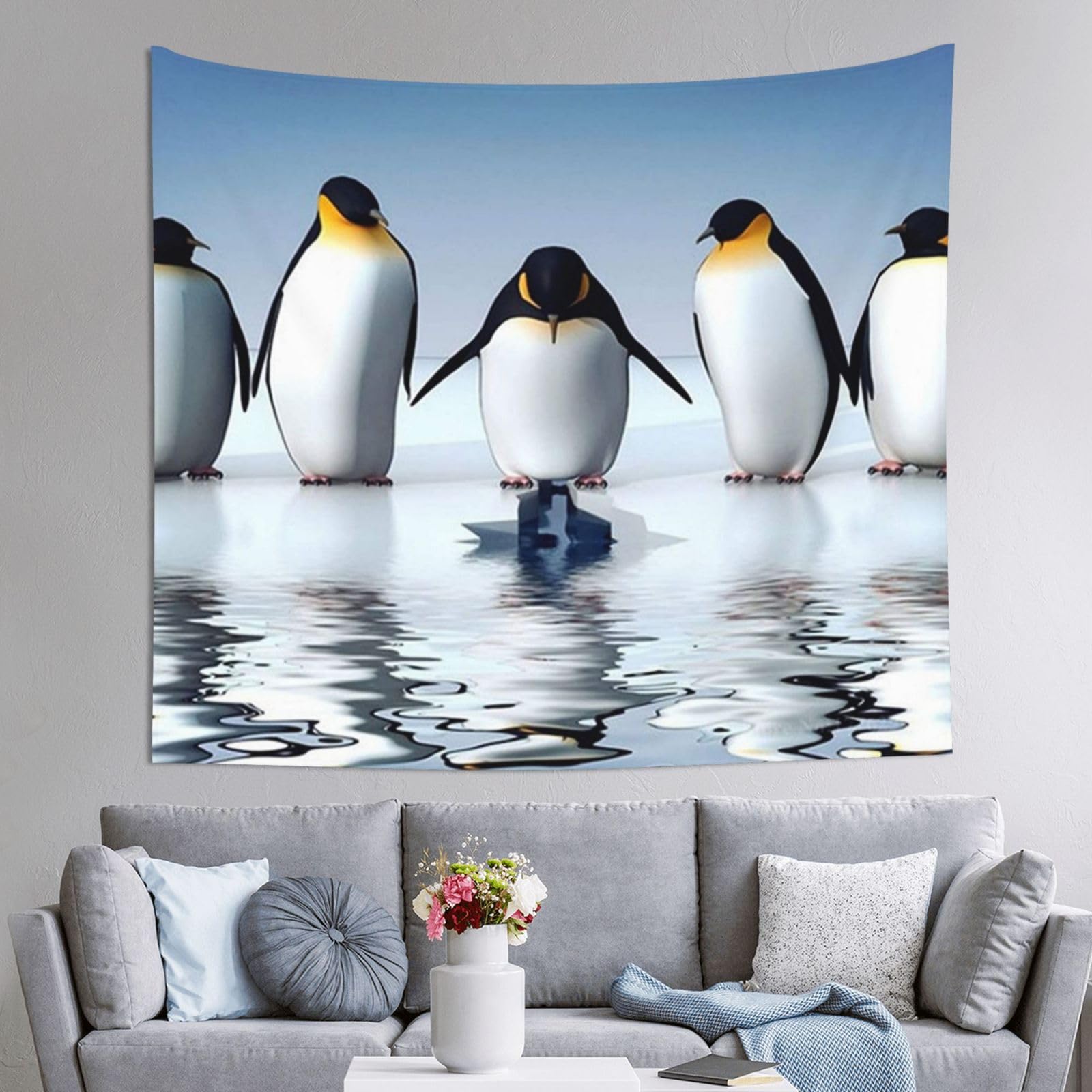 WKSGDSG Decoration Tapestry Wall Hanging For Bedroom, Penguin, 152x130cm Dorm Decor, Lightweight Easy Hang Wall Art For Living Room, Aesthetic Tapestries For Outdoor, Ceiling, Doorway, Camping