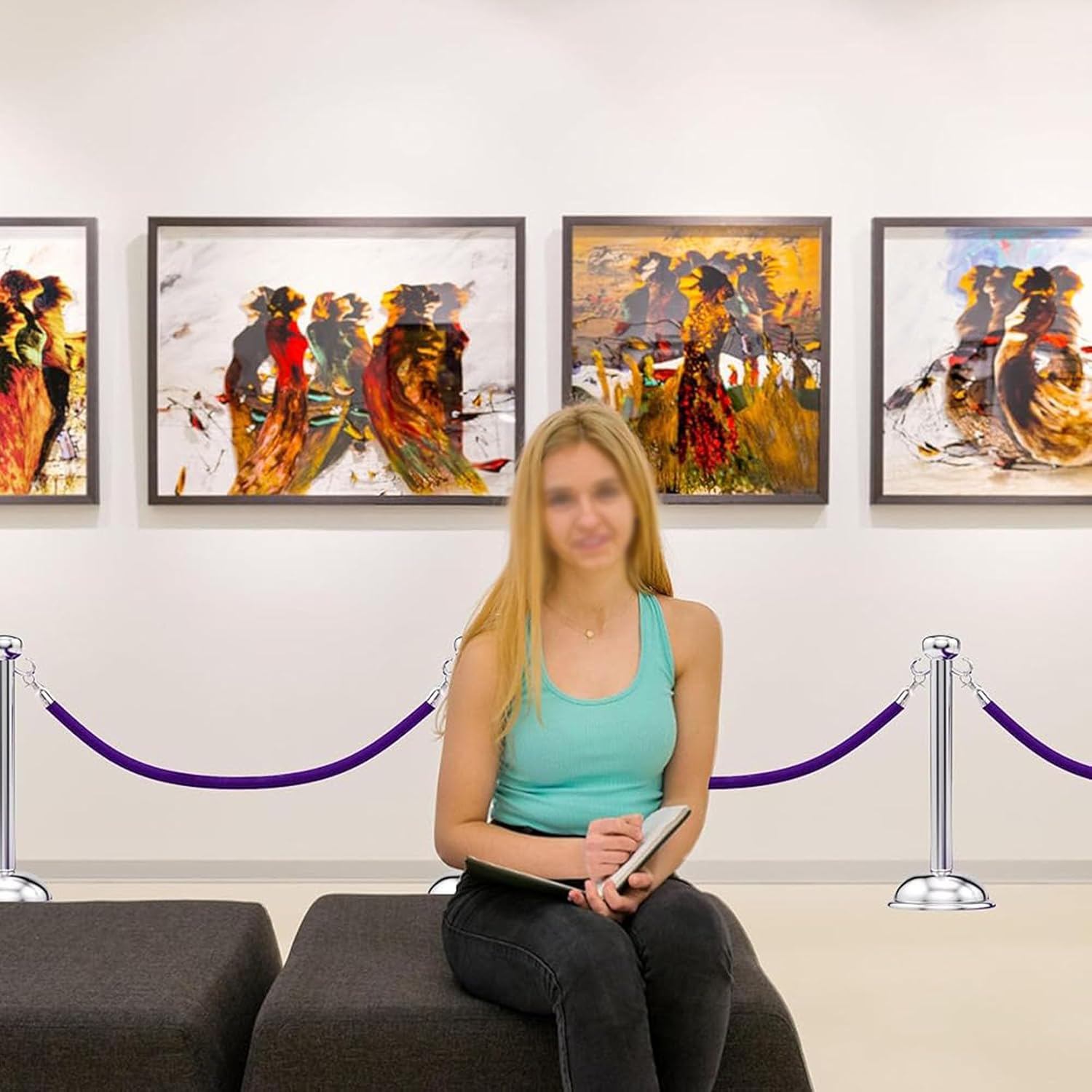 Velvet Stanchion Rope 5ft - Premium Crowd Control Barrier with Polished Silver Hooks for Movie Theaters, Events, and Grand Openings - Durable Safety Ropes for Queue Management