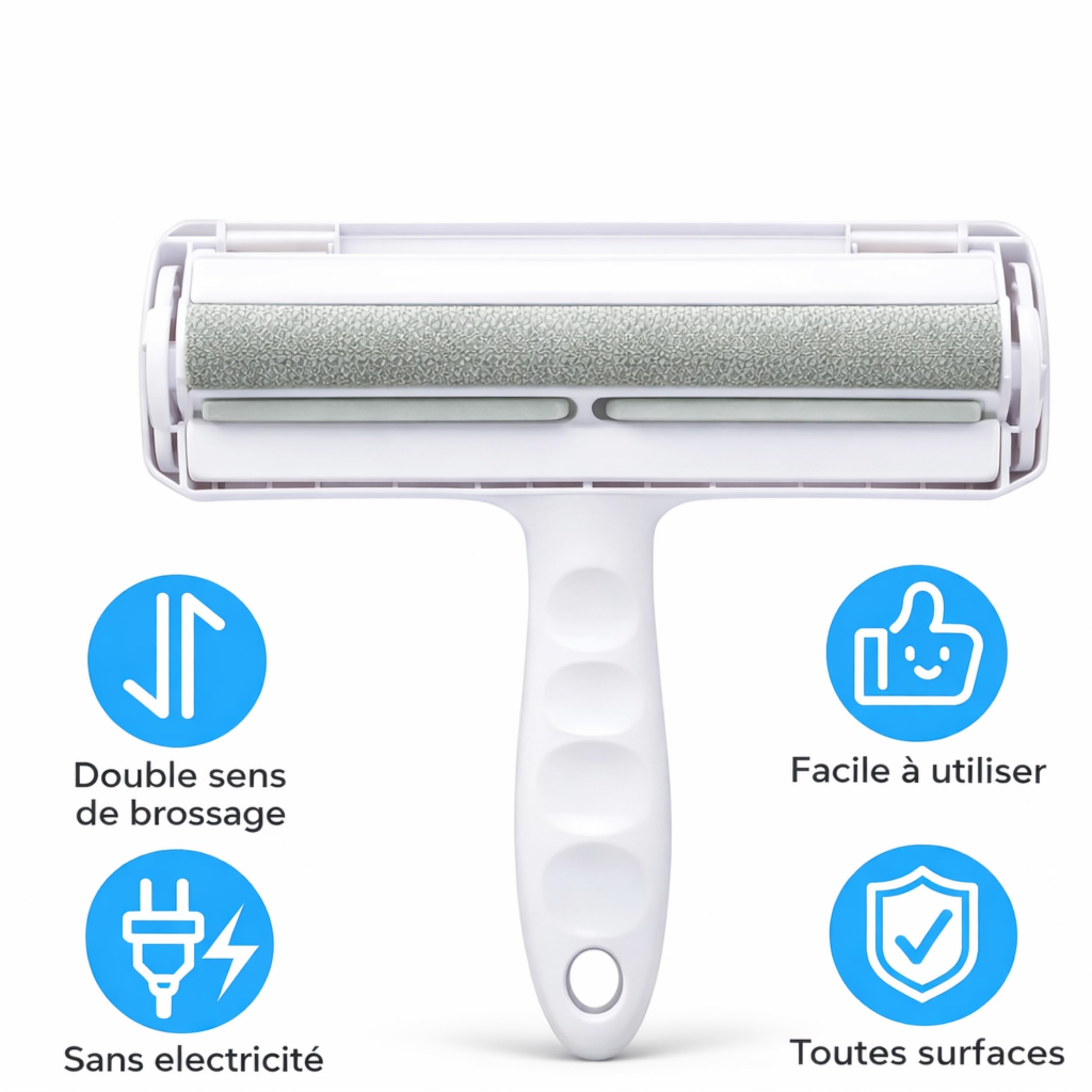 PARENCE. Reusable Hair Remover Roller - Removes Pet Hair, Hair and Pollen - Easy Clean Clothes, Sofas and Fabrics - White - 4