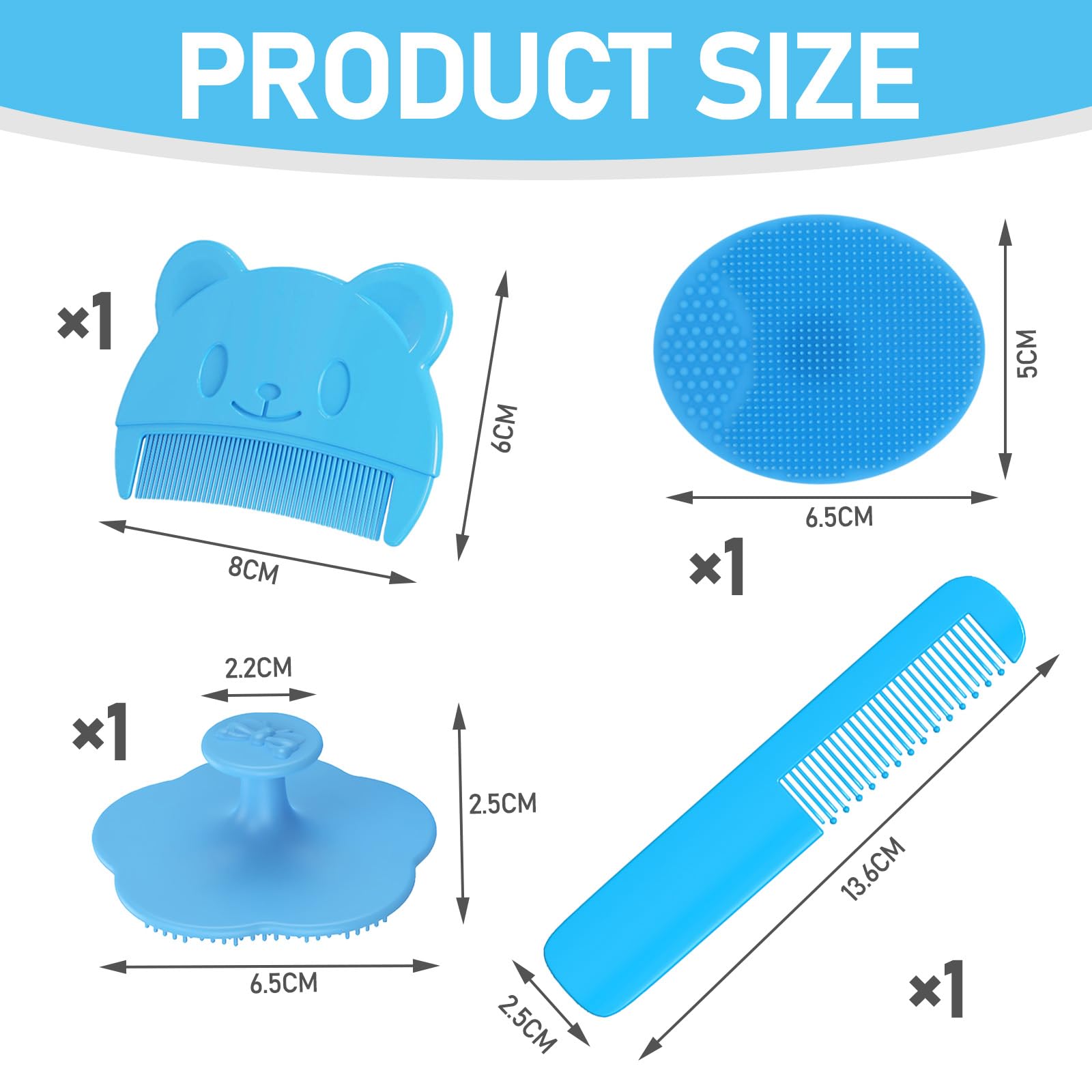 4 Pezzi Spazzola per La Rimozione Della Crosta di Latte Pettine Crosta Lattea Neonato Spazzola per Bambini in Setole Morbide Pettine Neonato Adatto per baby shower(blu)