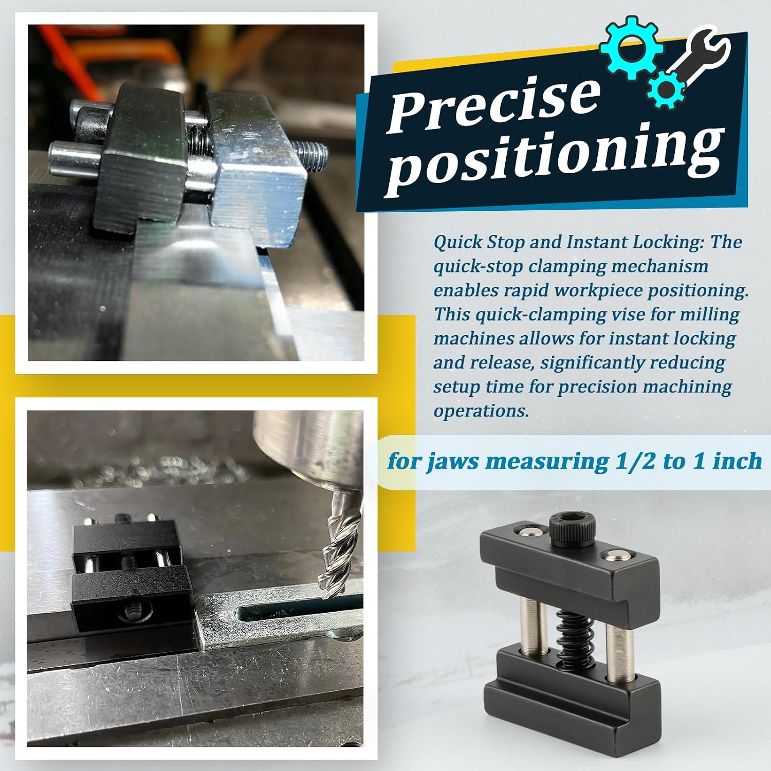 2PCS Milling Vise Work Stop, Steel Quick Clamp Jaw Stop