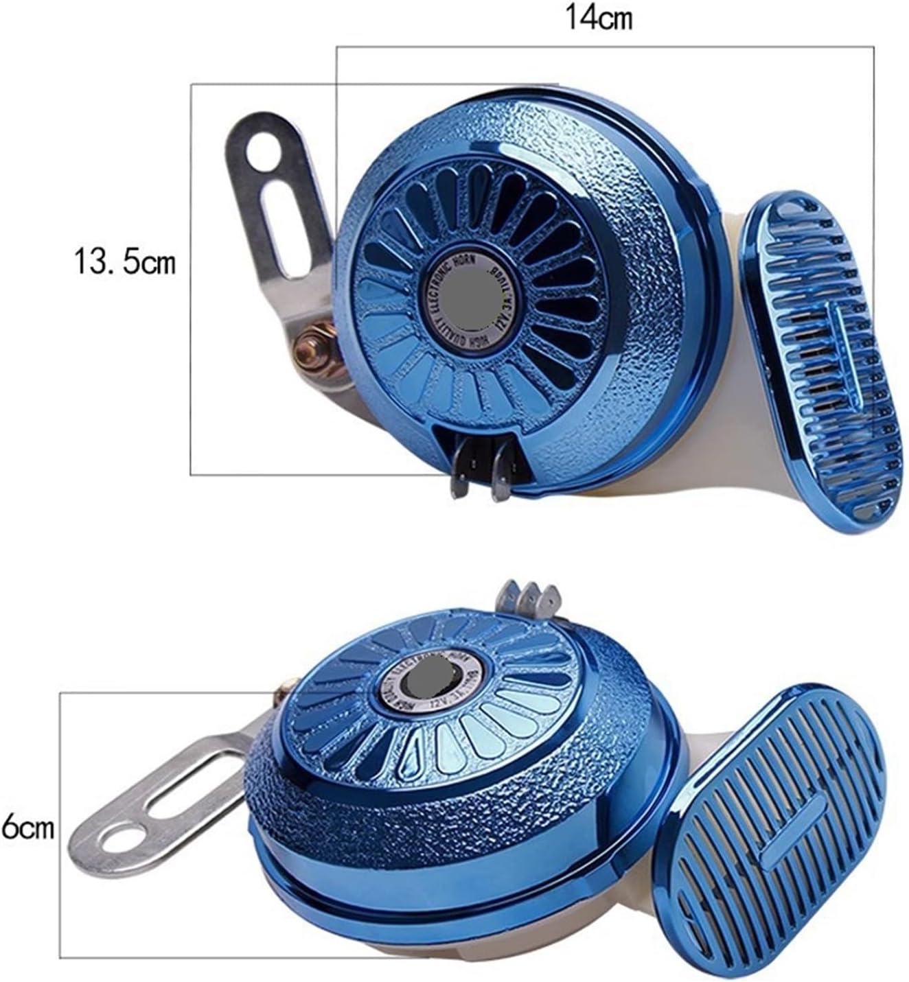 New 12V24V Color Electronics Super Loud Multi-Tone Snail Horn For Car Motorcycle(Blue 3tone12v)