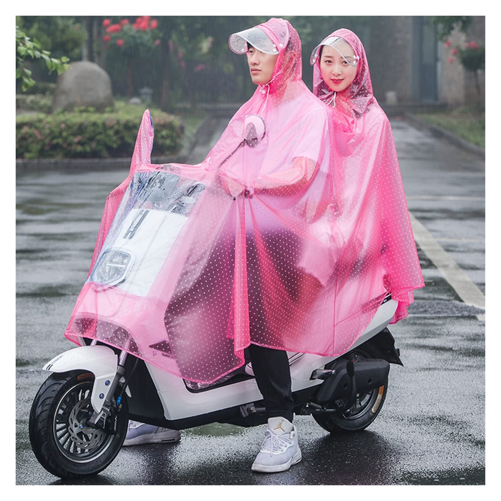 Peleryna przeciwdeszczowa rowerowa Poncho przeciwdeszczowe z kapturem z PVC Wiatroszczelne unisex na rower Ebike Motocyklowy pokrowiec na hulajnogę(Sky Blue,Twin)