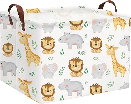 HIYAGON Cesta de almacenamiento de juguetes de bosque para niños, niños y niñas, cesta rectangular de almacenamiento, cajas organizadoras para