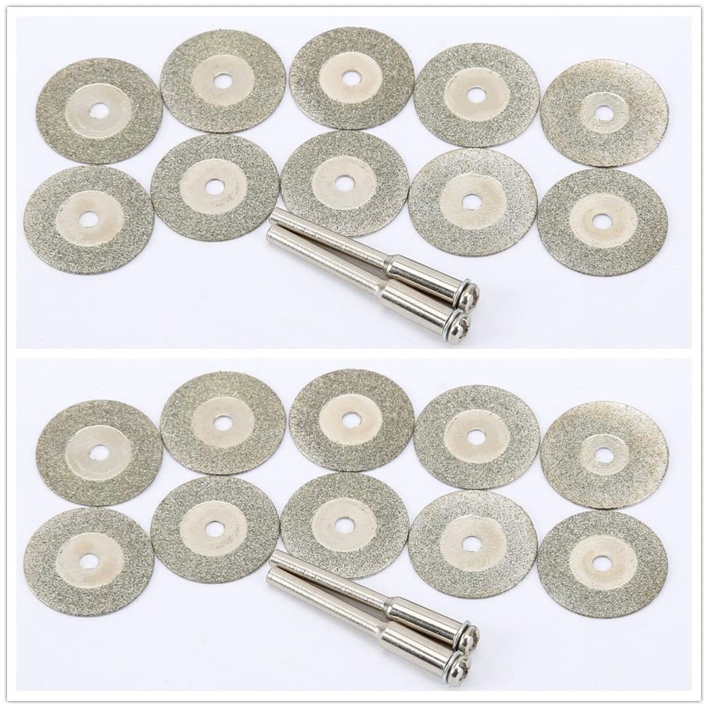 Ostrza do cięcia szkła, Zestaw diamentowych tarcz tnących 20 mm z trzpieniem do wyrobu biżuterii 12 szt. Lub 24(12pcs Set)