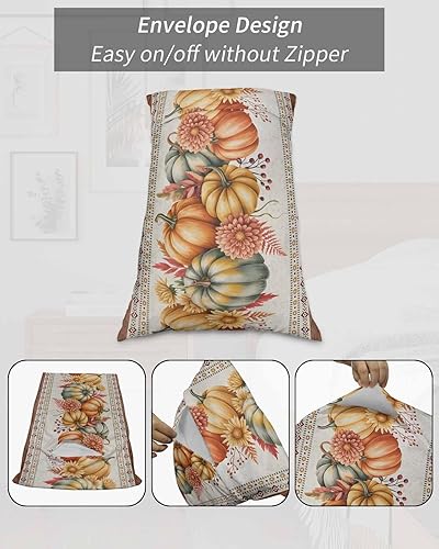 Miniatura 7 de Funda de almohada corporal de calabaza de Acción de Gracias, fundas de almohada suaves decorativas para sofá largo lumbar con cierre de sobre,