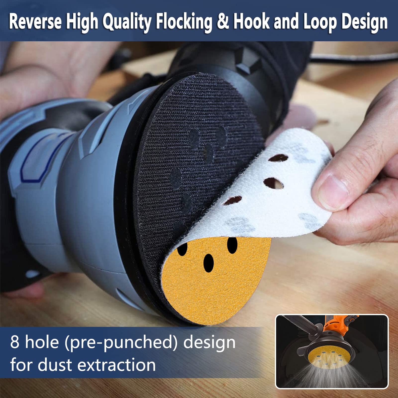 ALPXUXP Abrasifs 150 Mm 60 Disques 15 Trous Ronds Pour Ponceuse Excentrique (avec Grain P60/80/120/180/240/400 X 10) Professionnels Pour Bois Et Métal