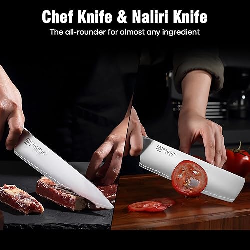 Miniatura 7 de PAUDIN Kitchen Knife Set, 4 Pieces Chef Knife Set, High Carbon Stainless Steel Knife Set, Ultra-Sharp Knives Set for Kitchen with Ergonomic Wooden