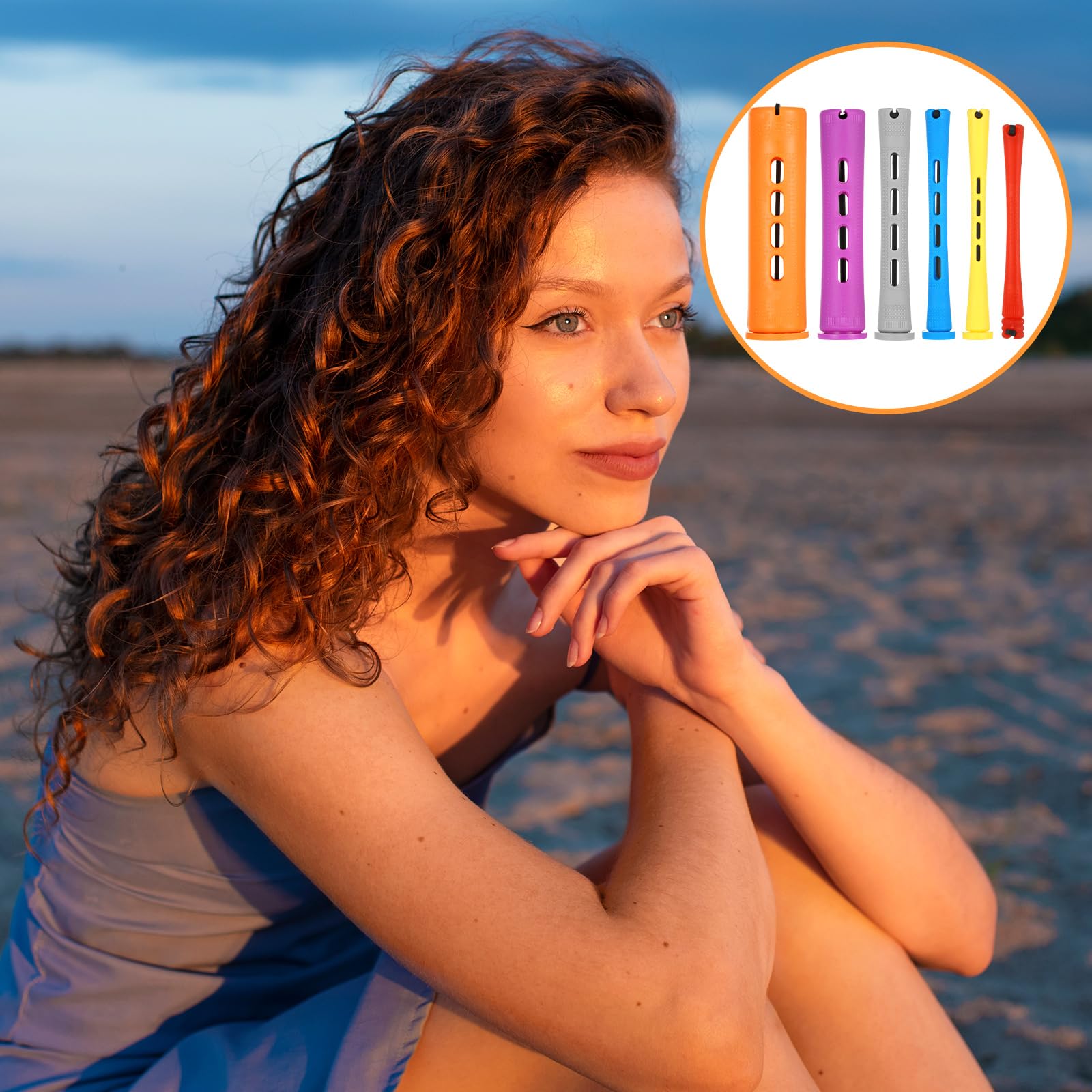 Juego de 68 varillas de permanentes para el cabello, 6 tamaños, varillas de plástico con ondas frías con peines de cola de rata, pinzas de peinado para cabello largo y corto, herramientas de
