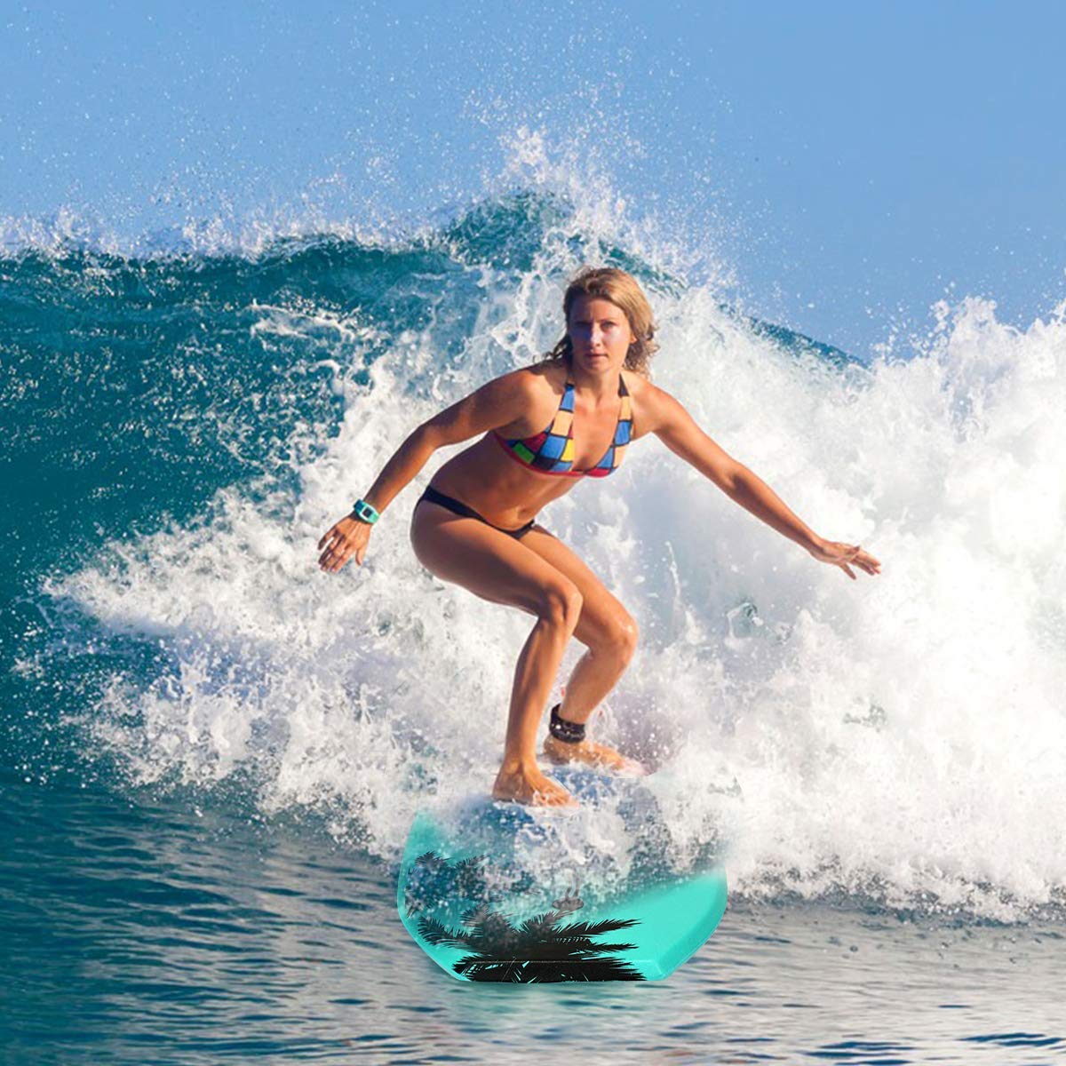 COSTWAY Planche de Bodyboard 33"/37"/41" en XPE et HDPE avec Queue en Croissant, Planche de Surf avec Double Canal et Longe pour Poignet, Idéal pour Enfants Adolescents Adultes