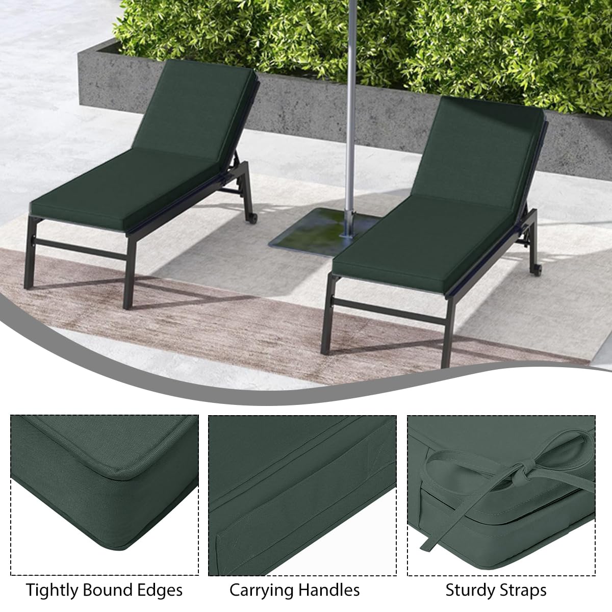 Kissen für Sonnenliege mit hoher Rückenlehne, bequemes Zubehör für Garten, Terrasse, Balkon, 188 x 58 x 3 cm, perfekt für Entspannung und Freizeit