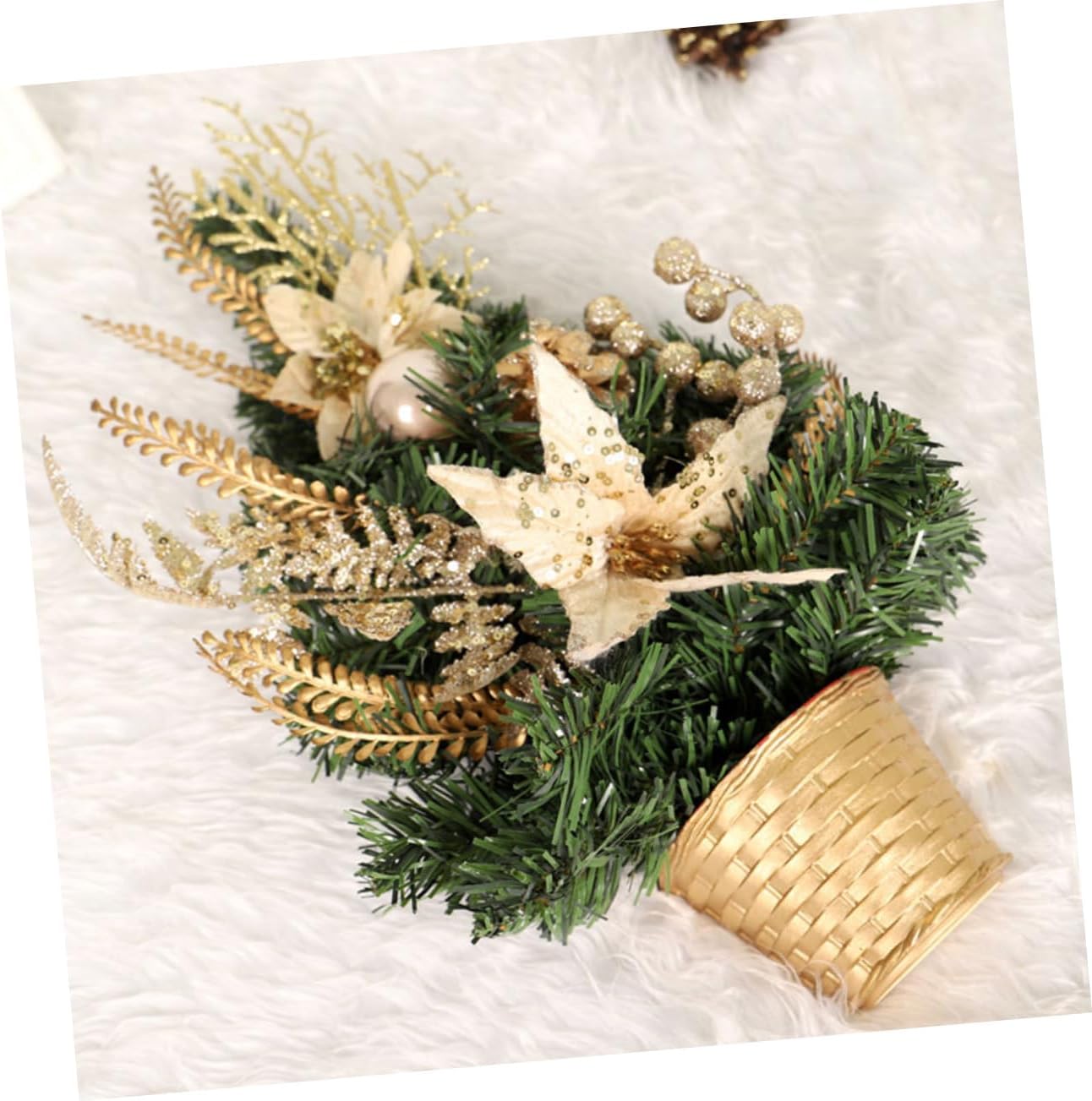 STOBAZA 6pcs Sturdy Christmas Tree Stand Tabletop Base for Artificial Trees Fixed Holder Christmas Feet Easy Installation Decorative Basket Design