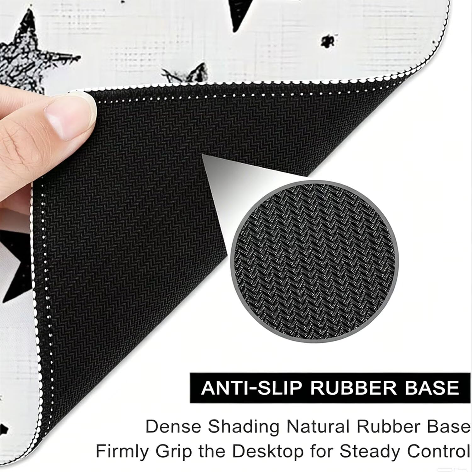 Tappetino Mouse Gaming XXL, 1200x600x4mm bianco nero Stella 0x0-215 | Tappetino Scrivania con Base in Gomma Antiscivolo Bordi Cuciti per Computer, PC, Migliora la Precisione e la Velocità