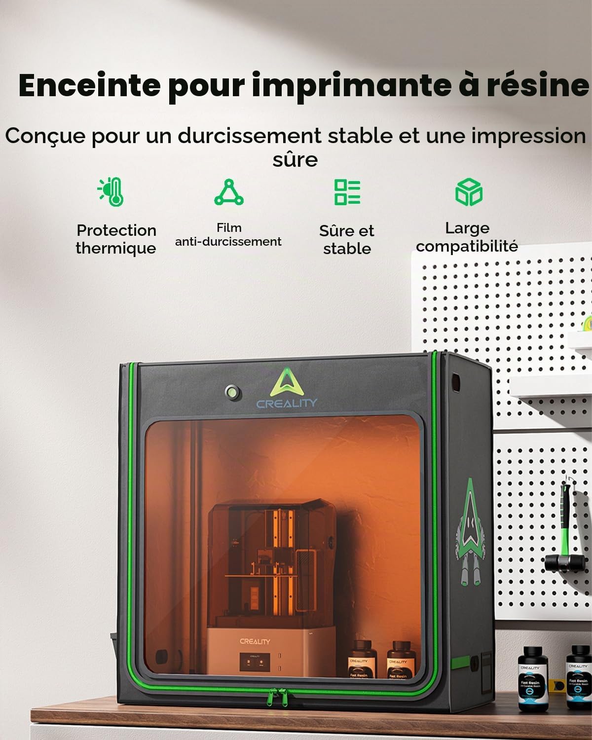 Creality Boîtier Officiel en résine pour imprimante 3D avec Interface Ventilateur, 1000 x 500 x 1000 mm, très Grand Espace pour Impression 3D, température constante, Anti-poussière, isoler Le Bruit
