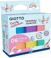 GIOTTO Candy Collection, Tinta Tempera Guache, 06 Cores Pastel, 15ml
