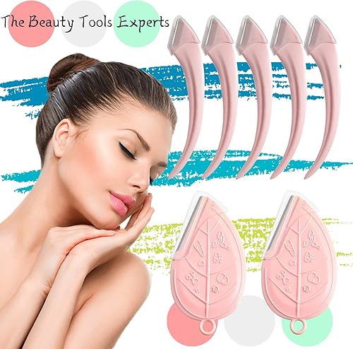 Miniatura 3 de ONEUPIN Juego de 12 recortadoras de cejas, hojas de acero inoxidable, curvadas para cejas, afeitadora facial, moldeador de cejas adecuado para