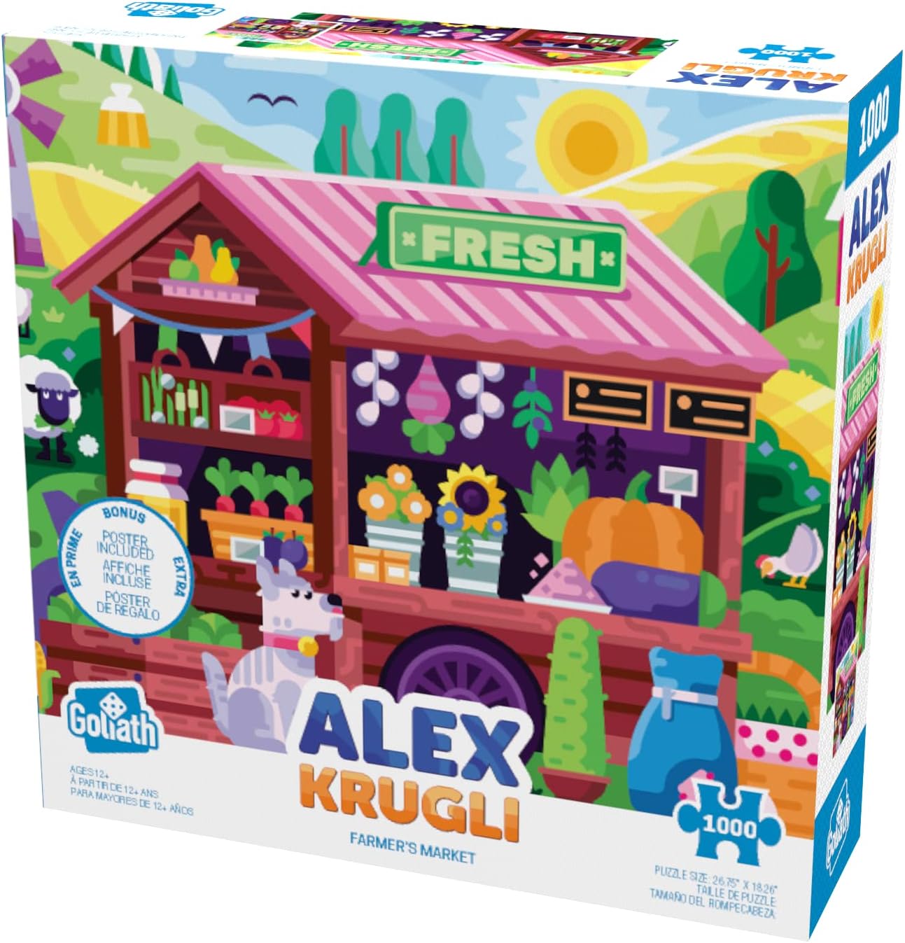 Goliath Alex Krugli: Farmer's Market 1000-Piece Puzzle - Completed Size 26.75 x 18.26 Inches - Ages 12 and Up