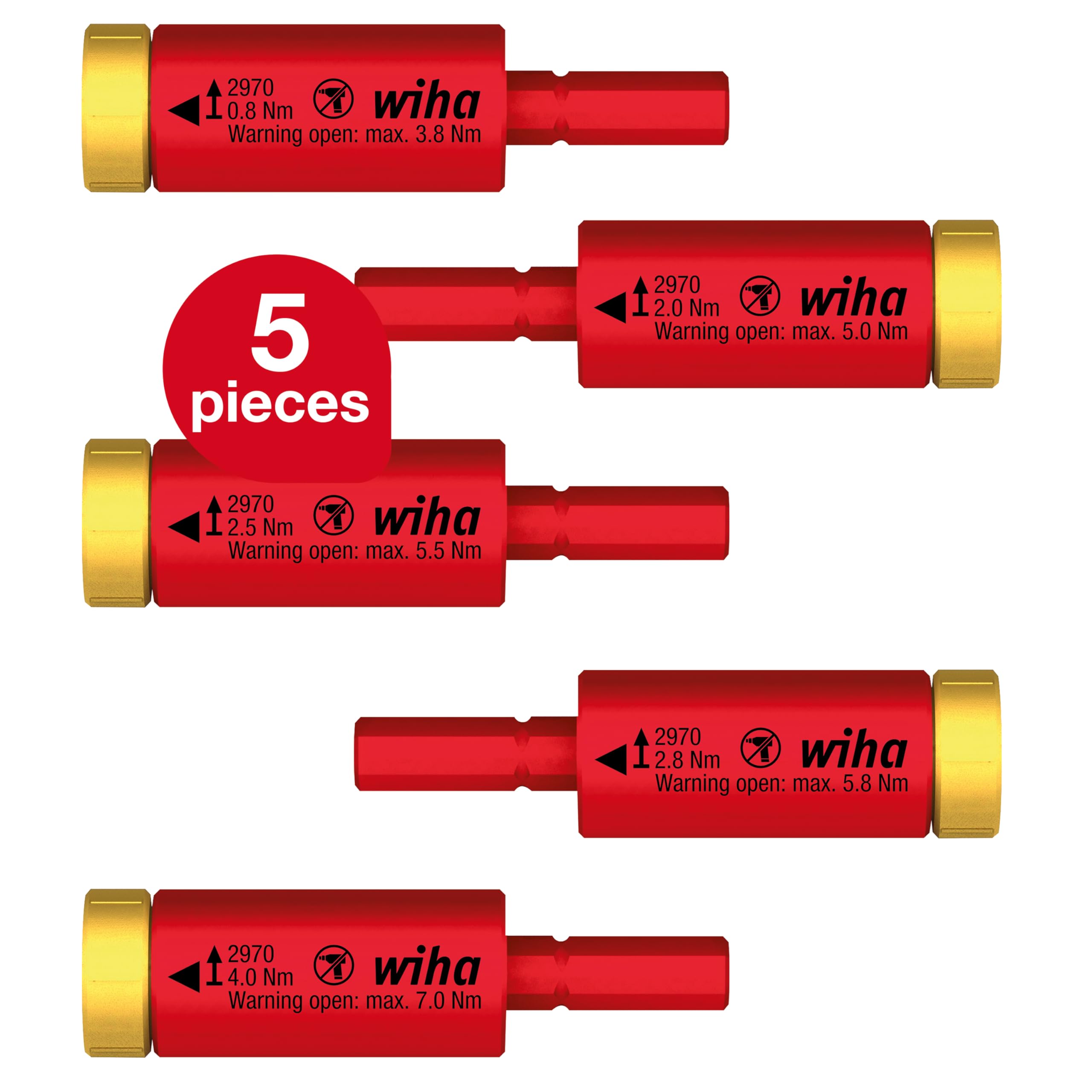 Wiha 41479 SlimBitmTorque  0.8 to 4.0Nm SlimVario 5pcss 1000v VDE Electrician
