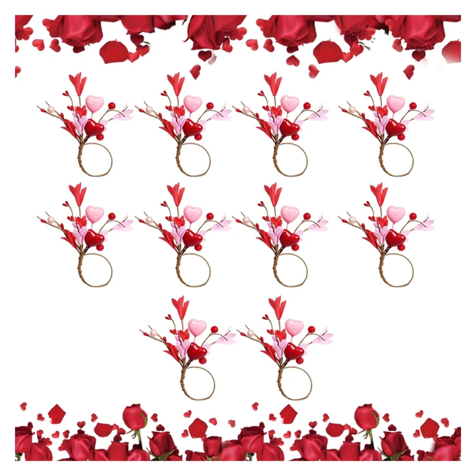 napkin rings 10pcs Valentine's Day Heart Napkin Rings Shape Flower Ring For Mother's