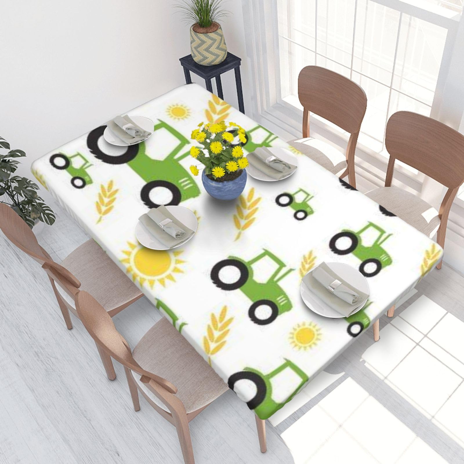 BNVSADC tractor farming Printed 4FT Tablecloth 122x76 CM Polyester Kitchen Water Resistant Table Cloth Dining Table Decoration Table Covers