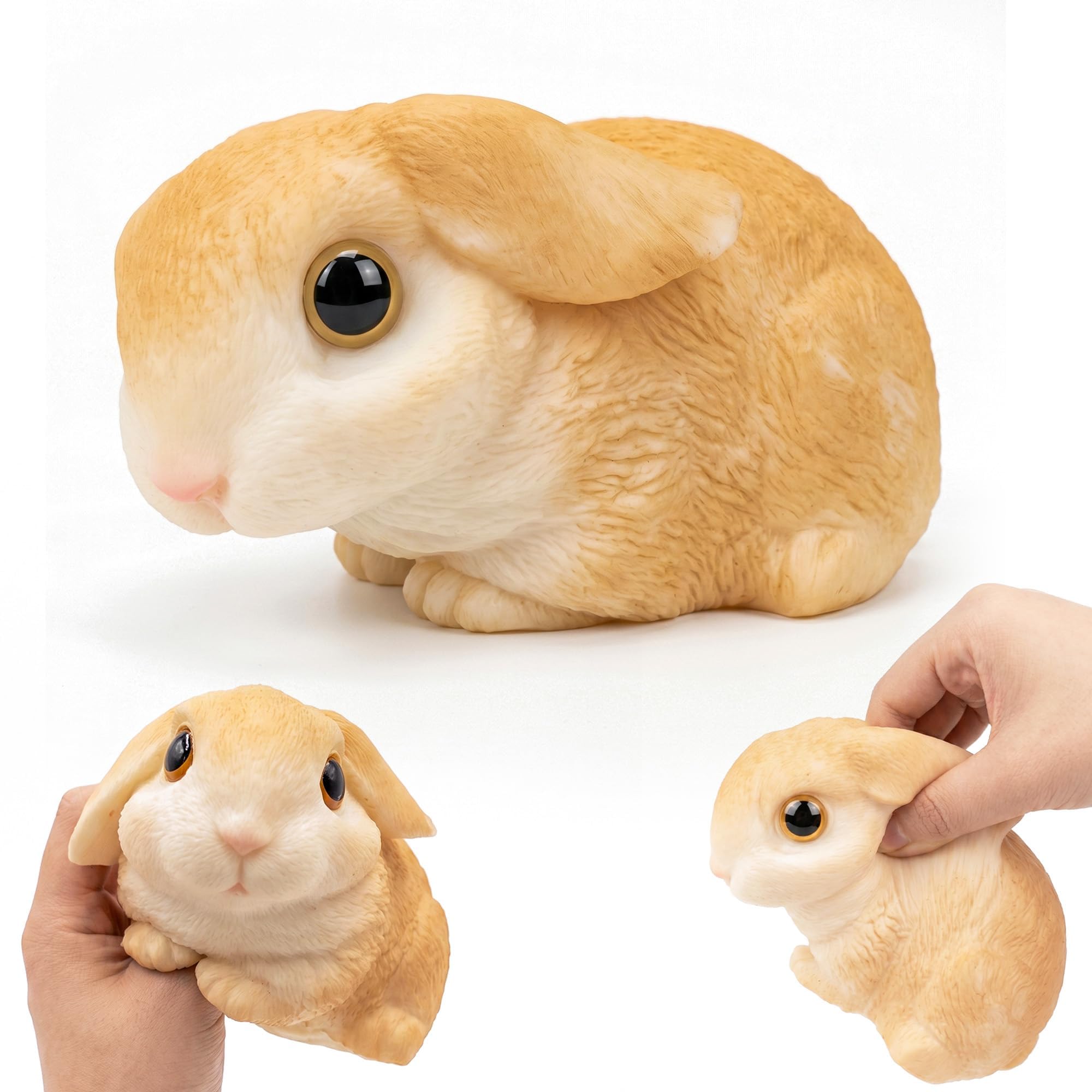 Taba Squishy Toy, Large Cute Ultra Soft Bunny Squeeze Fidget Toys, Handmade Realistic Bunny Design, Big Squishies Squeeze Toys for Girls Boys Adults Gift, Sensory Balls Toys for Autism (Rabbit)