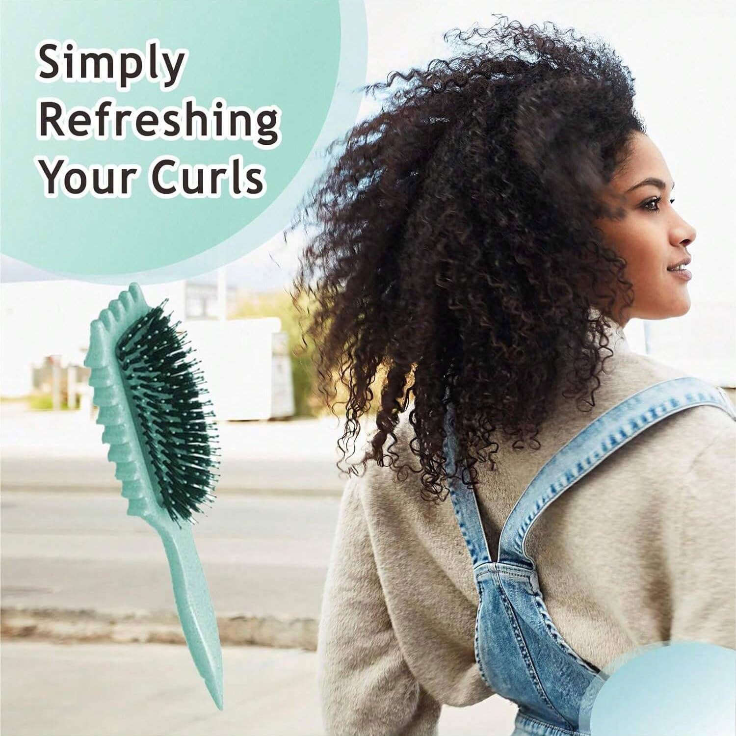 IMPHH Lockenhaarbürste Mit Wildschweinborsten – Definiert Locken, Reduziert Frizz, Ergonomischer Griff
