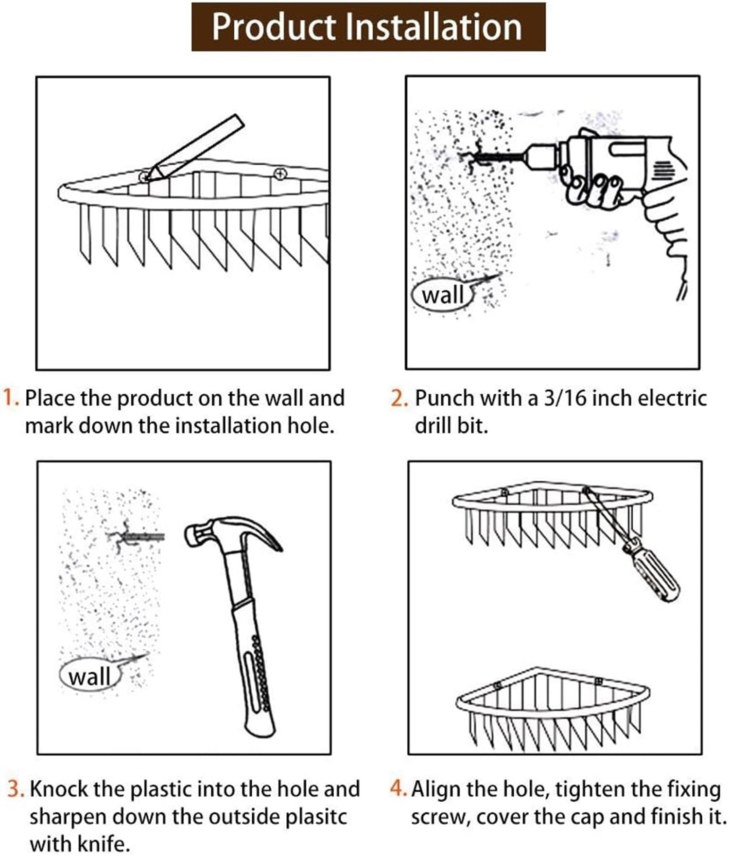 [Paquete de 2] Organizador de ducha esquinero para baño, acero inoxidable SUS304, resistente al óxido, soporte para champú, estante de almacenamiento montado en la pared para baño, cocina,