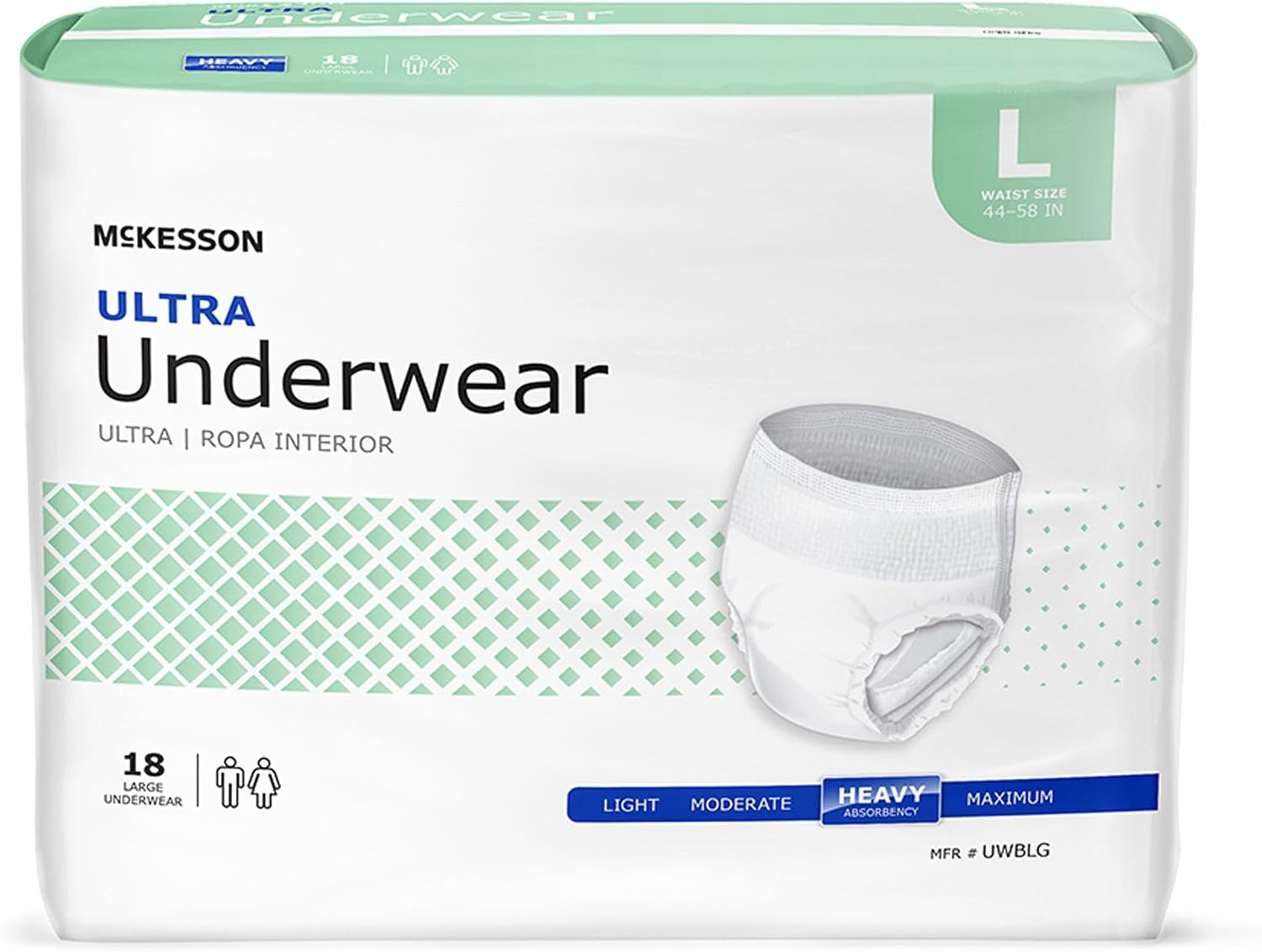 McKesson Ultra Adult Incontinence Underwear, Heavy Absorbency, 58 in, 18 ct