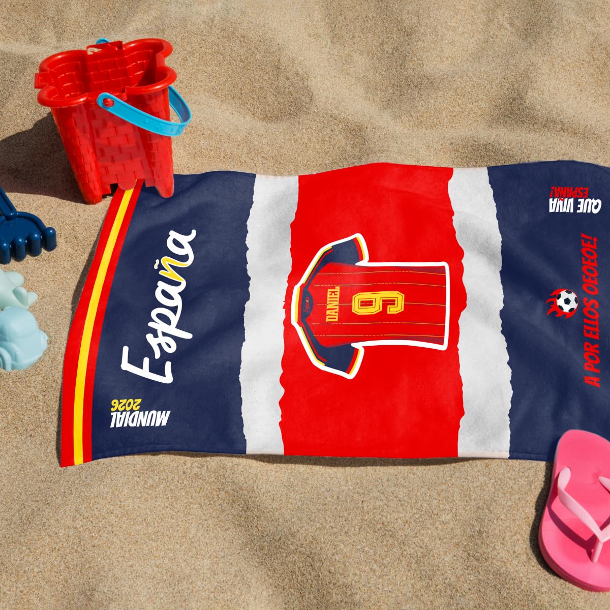 Toalla Personalizada Selección Española Mundial 2026 con Nombre y Número Camiseta España Regalo Original 70x140