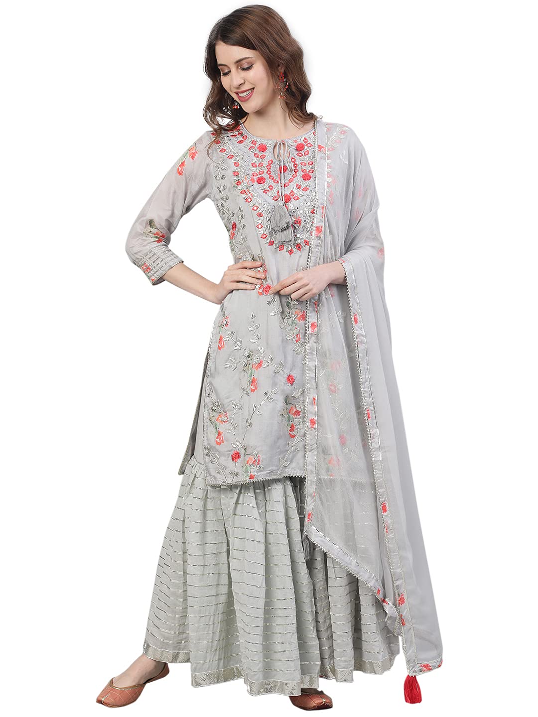 Premium A-Line Silk Blend Kurta Set Featuring Fine Embroidery with Lined Palazzo main image 0