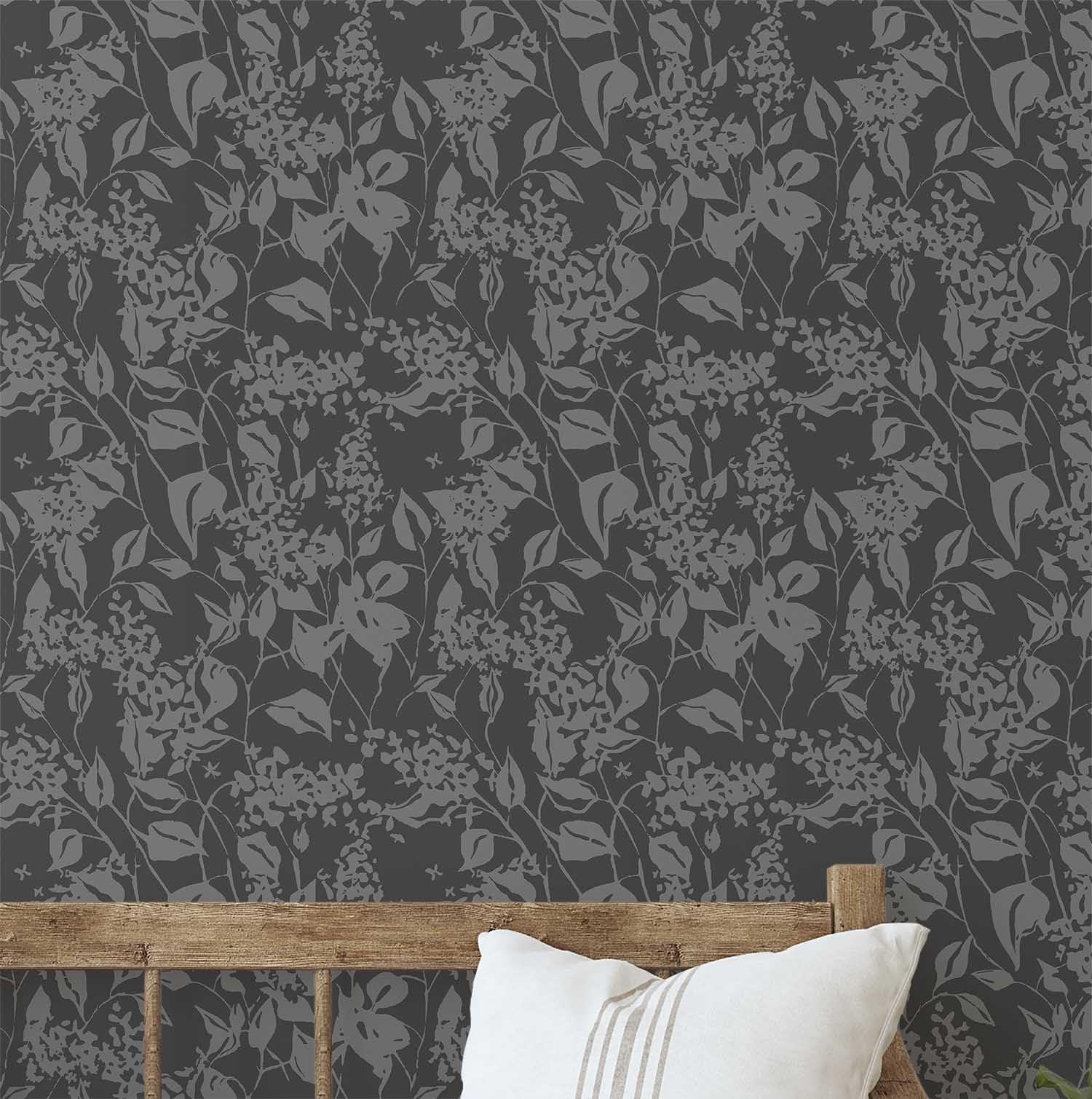Papier peint autocollant botanique gris S4Sassy décoller et coller pour bureau
