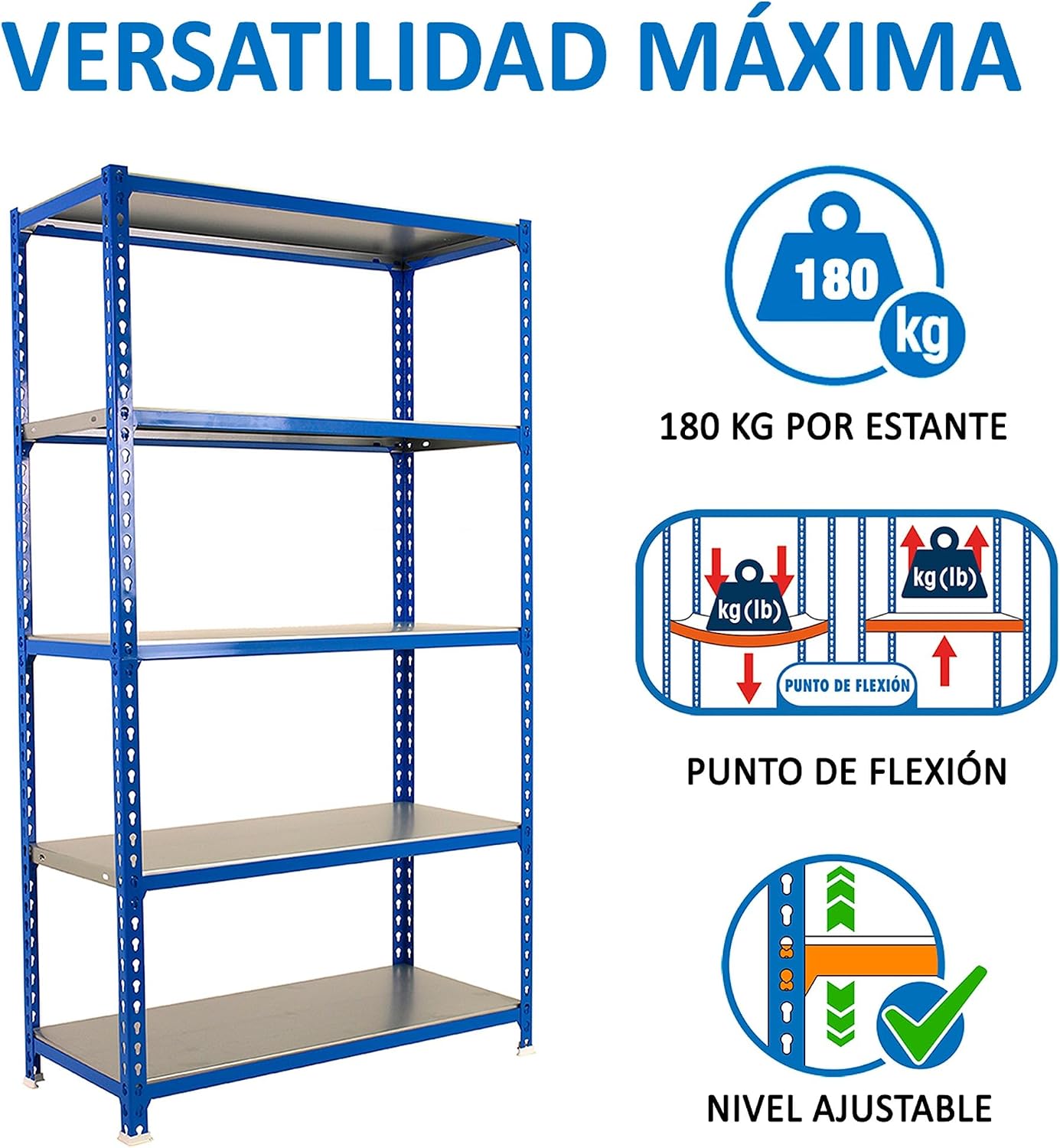 Simonrack 5/300 Simonclick Kit Shelf, Blue/Galvanized