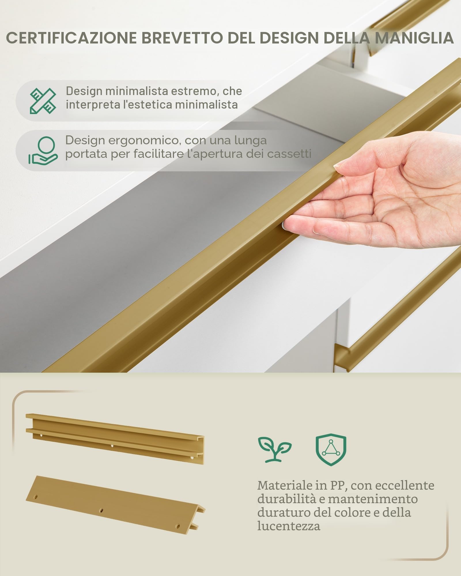 Hzuaneri 108cm Toeletta da Trucco con 10 Luce LED, 3 Colori, Luminosità Regolabile, Grande Specchio HD, 1 Cassetto Grande e 8 Cassettiere Piccole, 9 Vani Portaoggetti Aperti, Bianco-Oro DT35703X