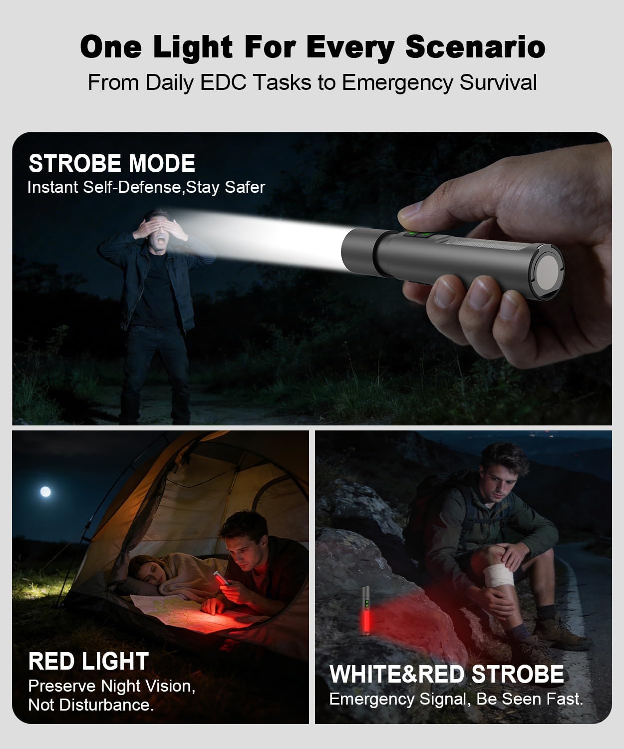 Small Powerful Flashlights,LED Pocket EDC Flashlight Rechargeable with Magnetic Base&Hanging Loop,1500 High Lumens,Dual Switch,COB Red Light,7 Modes,USB C Flash Light for Home Emergency Car Camping2PC
