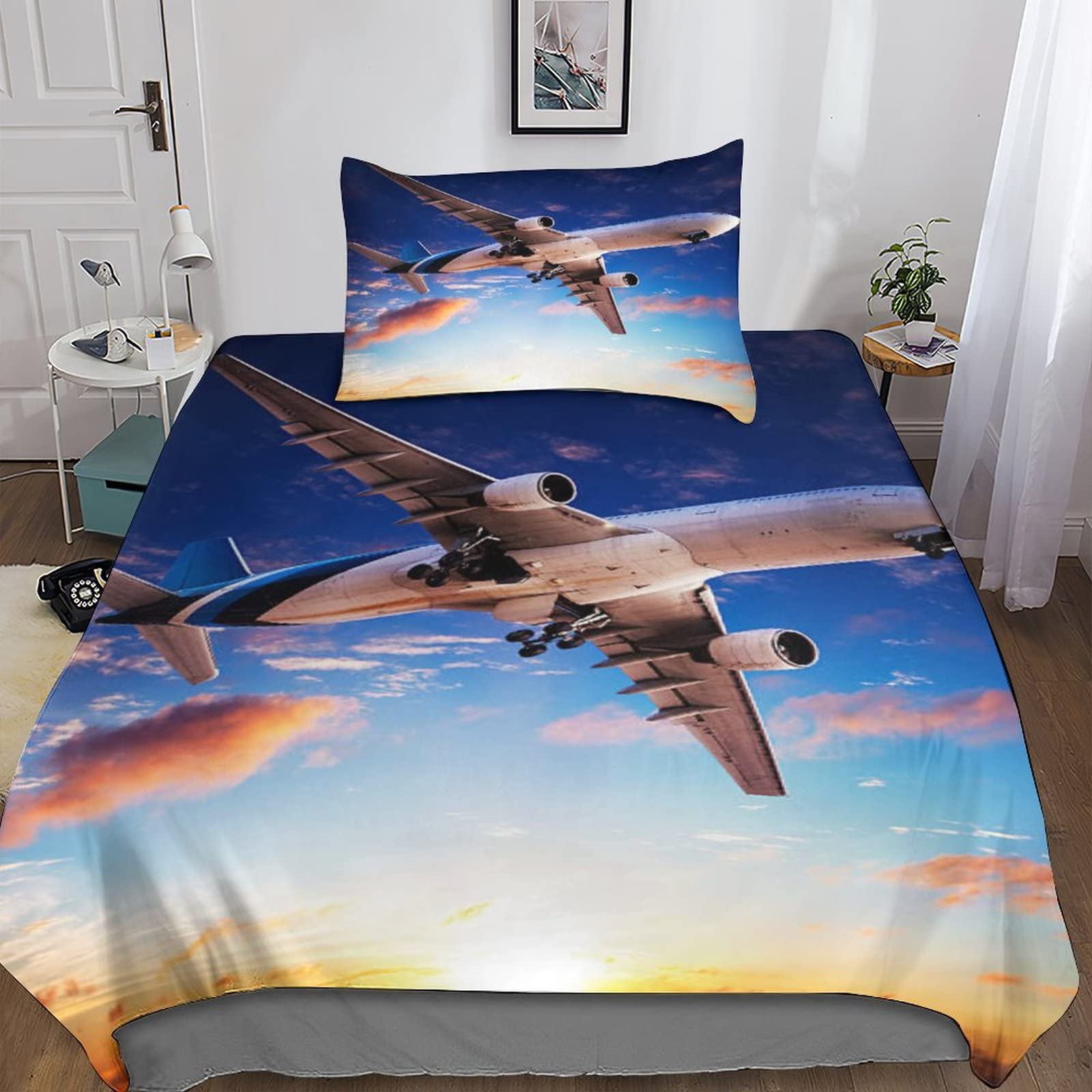 Couette Léger Enfant Aéronefs Finis les Draps qui Glissent avec la Fermeture Éclair