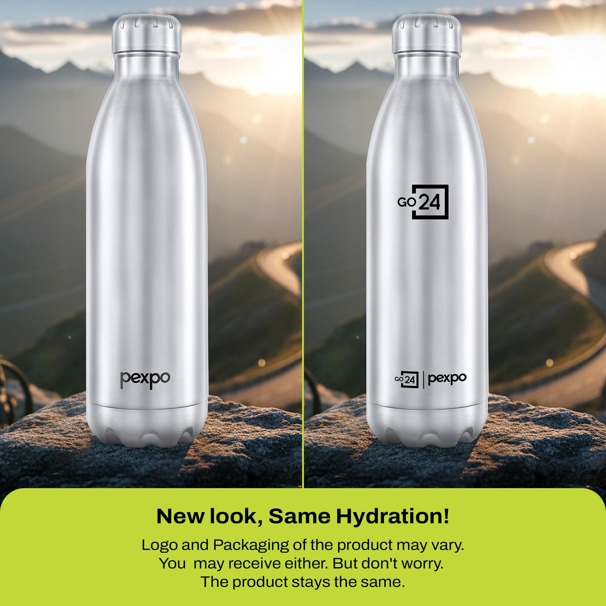Go24 pexpo Stainless Steel Water Bottle Electro Silver 2000ml — Amazon image 2