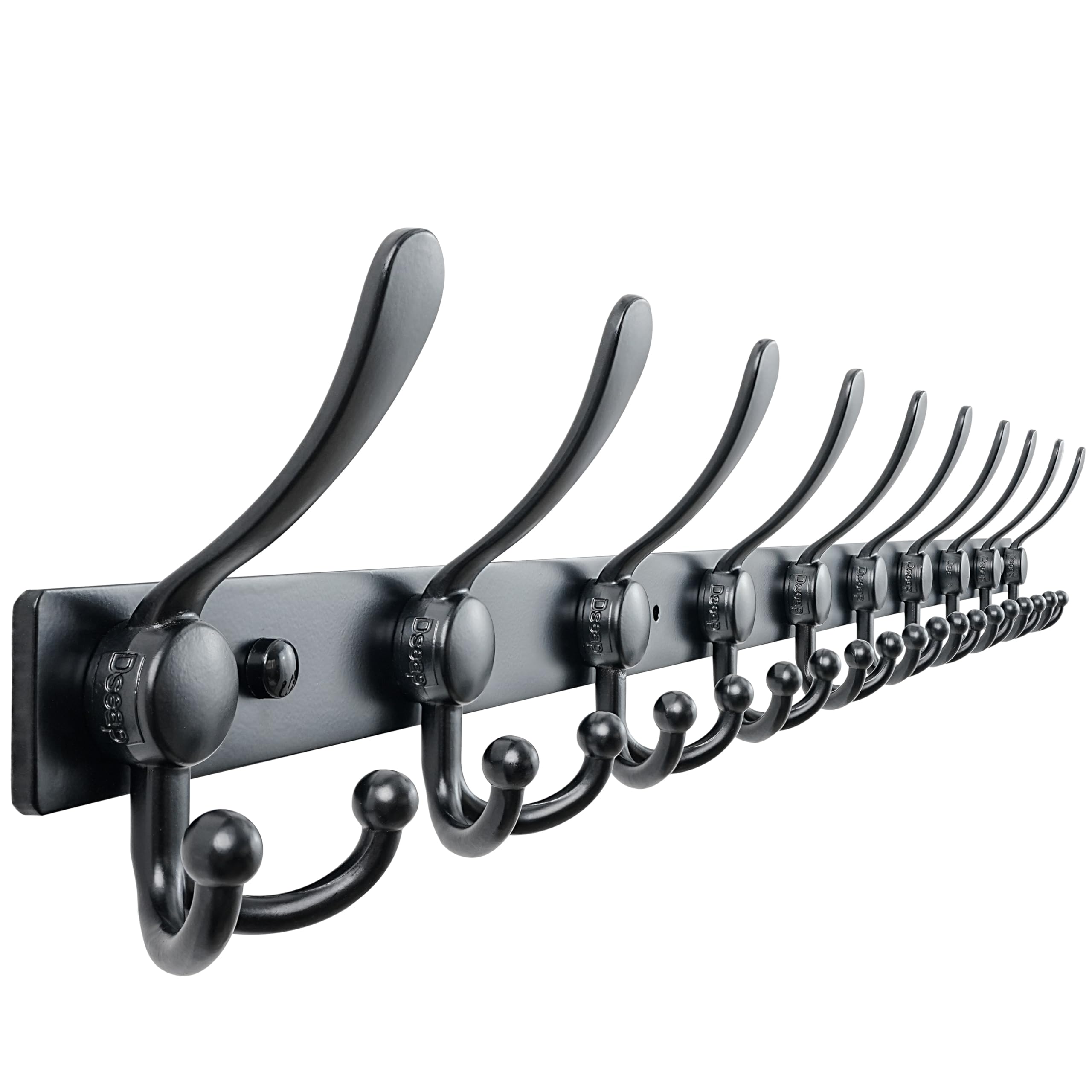 Dseap MaxStrong 2.0 Coat Rack Wall - 37” Long 10 Tri Hooks - Ultra Heavy-Duty Stainless Steel Wall Mount Coat Hanger, Hook Rail for Clothes Hats