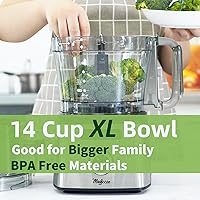 Vista 8 de Procesador de alimentos para cortar limón de 14 tazas, canal de alimentación grande, 13 velocidades y pulso, 3 programas, trituración de queso
