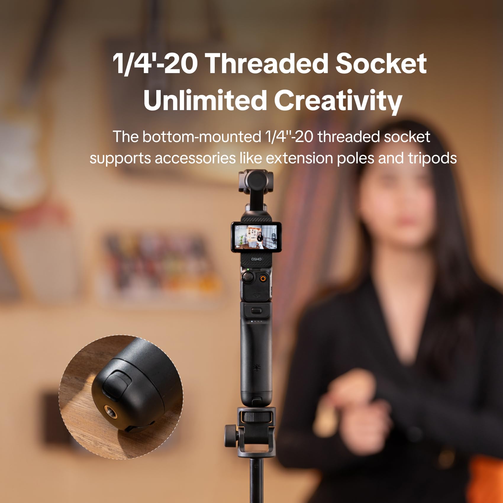 PGYTECH Akku Griff für DJI Osmo Pocket 3/Pocket 4/4P/Xtra Muse, Stativ | 4800mAh Batterie Kapazität, Type-C Ladeanschluss, Integriertes Stativ, 1/4 Gewinde unten, Ergonomischer Handgriff
