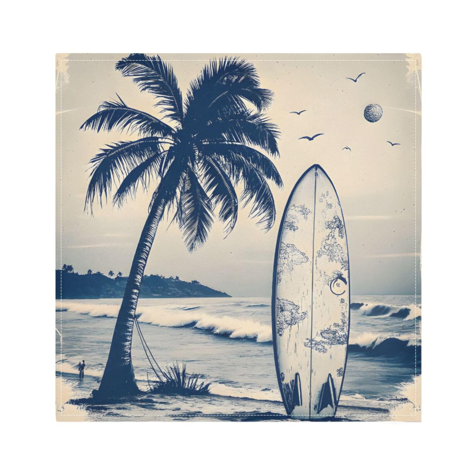 Ttgoth Surfboard Cloth Napkin Set of 6 Washable & Reusable Dinner Napkins for Dining Table, Banquets, Wedding, Party, 50x50 cm