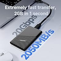 Vista 2 de fanxiang SSD externo de 2 TB portátil, hasta 2000 MB/s, unidad externa de estado sólido USB C, disco duro externo, USB 3.2 Gen2* 2 Type-C SSD