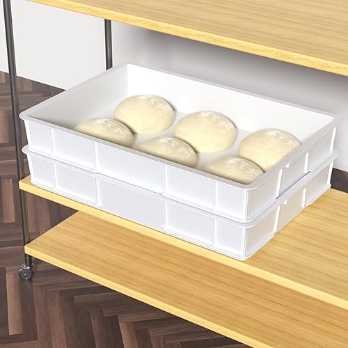 Miniatura 6 de Paquete de 4 cajas de plástico a prueba de masa, bandejas apilables comerciales para masa, color blanco