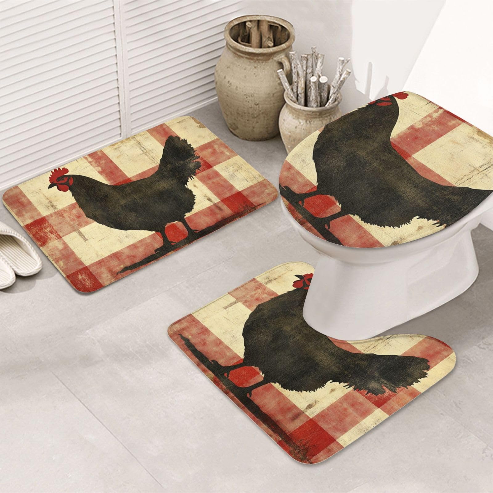 Alfombrilla de baño de pene de bandera, juego de 3 piezas de microfibra