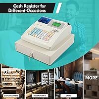 Vista 9 de Caja registradora de 48 llaves, sistema electrónico de posición POS, caja registradora con cajón, pantalla LED, caja registradora blanca con teclado