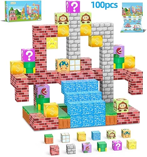 Miniatura 8 de Bloques magnéticos Super Bros - Juego de mundo magnético para construir minas, juguetes de cubo magnético de 4 a 6 5 a 7 8 a 13 años STEM sensorial