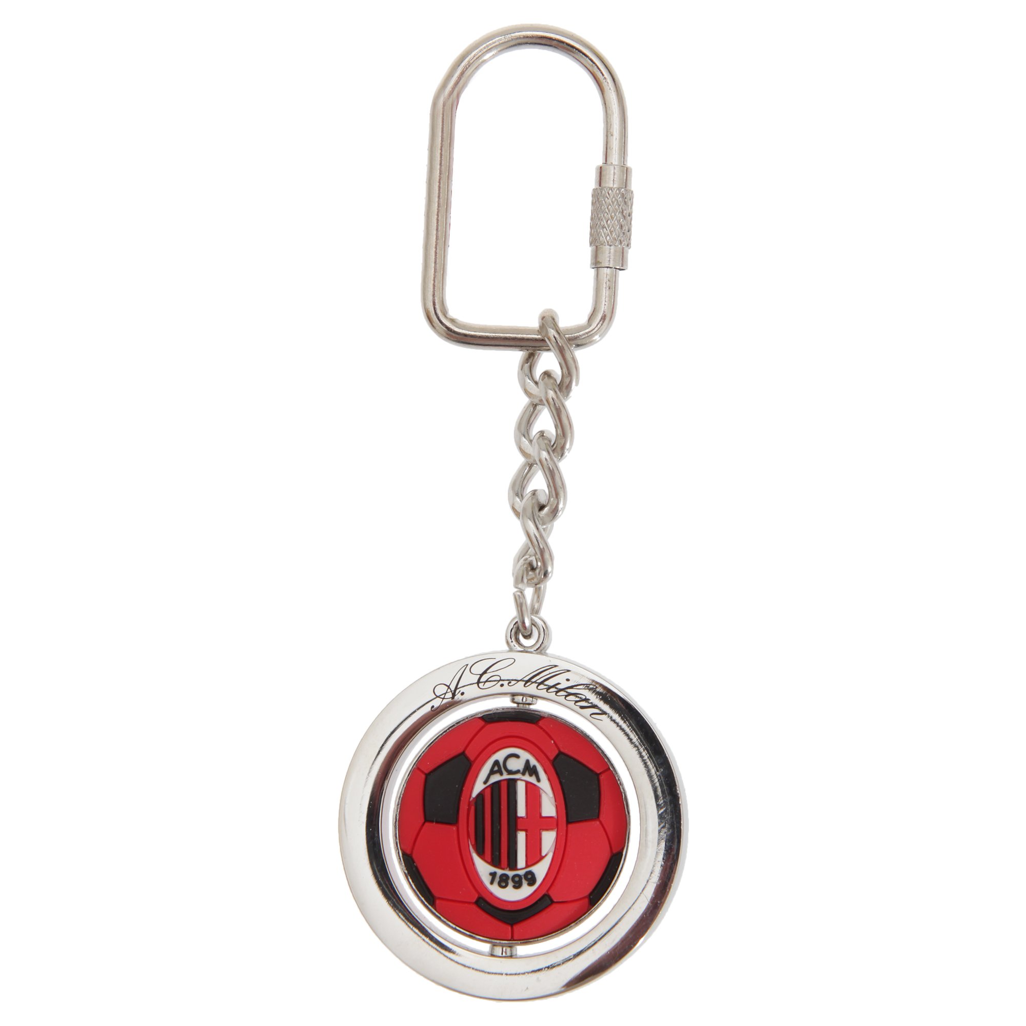 A.c. Milan Rouge - Rouge Ac Milan Official Metal Football Spinner Keyring (One Size) (Silver/Red)